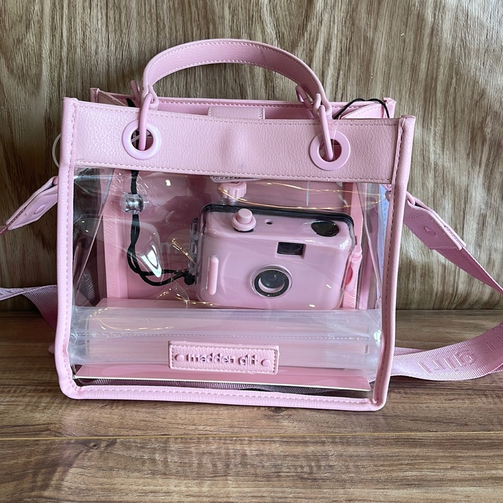 NWT Madden Girl Women's Clear Top Handle Crossbody Bag Pink concert set 3 piece
